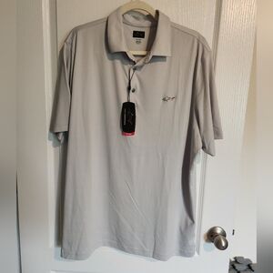 NWT Greg Norman Light Gray Shark Polo Shirt Size XL UPF Short Sleeve Quick Dry‎